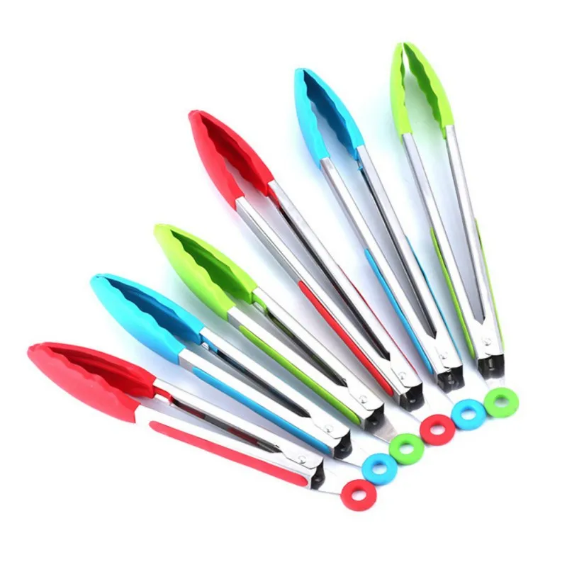 

High Quality Food Grade Silicone Food Tong Kitchen Tongs Utensil Cooking Clamp Accessories Salad Serving BBQ Tools 2pcs