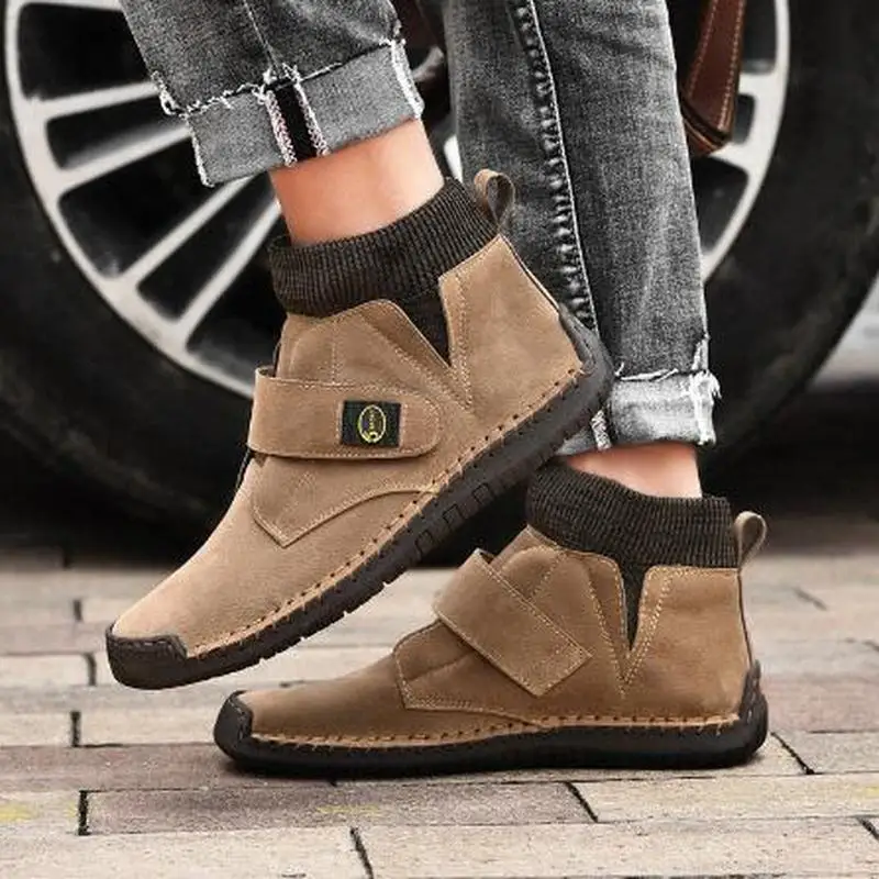 

New Man PU Leather Walking Shoes Men Sneakers Male Outdoor Footwear Flat Loafer Ankle Boots Mens Casual Shoes Plus Size 38-48