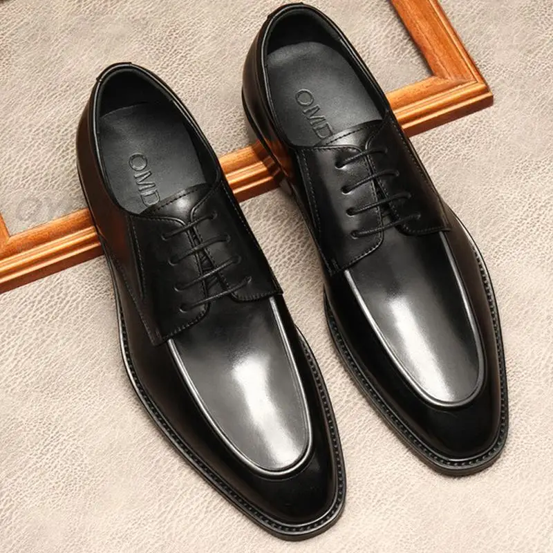 

Мужские модельные туфли, из Свадебная формальная обувь натуральной кожи, на шнуровке, мужские оксфорды, бордовые, черные деловые туфли ручн...
