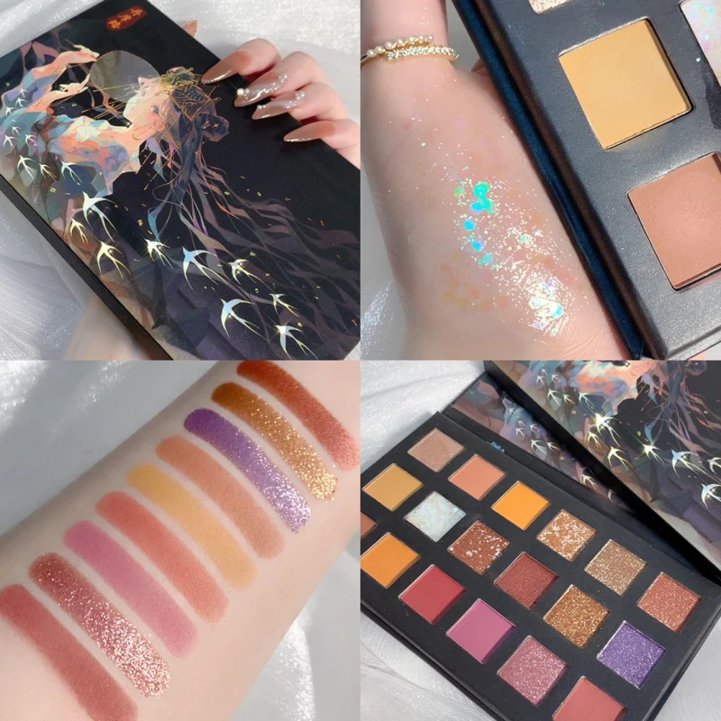 

Chinese Style 18-Color Eye Shadow Palette Shimmer Matte Eyes Makeup Shiny Glossy Pearl Matte Women Cosmetic TSLM1