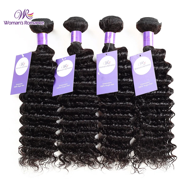 

WR Hair Deep Wave Human Hair Bundles Wave Brazilian Hair Bundles Remy Hair Weave Curly Human Hair Bundles 1/4 pcs 28 30 inches