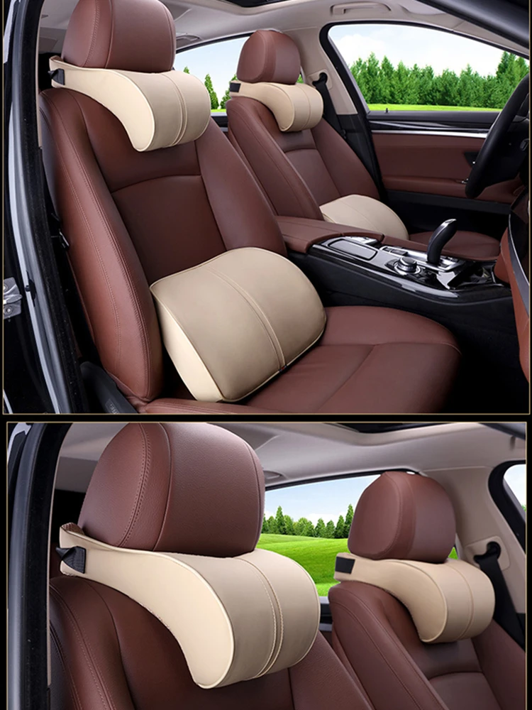 

headrest pillows for car front seat driving front Memory Foam pillow pain relief leather Travel Ease Car Lumbar Support Back