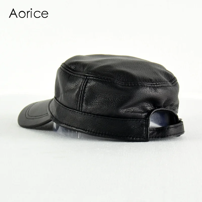 Мужская бейсболка из натуральной овечьей кожи однотонная Армейская s HL154-B |