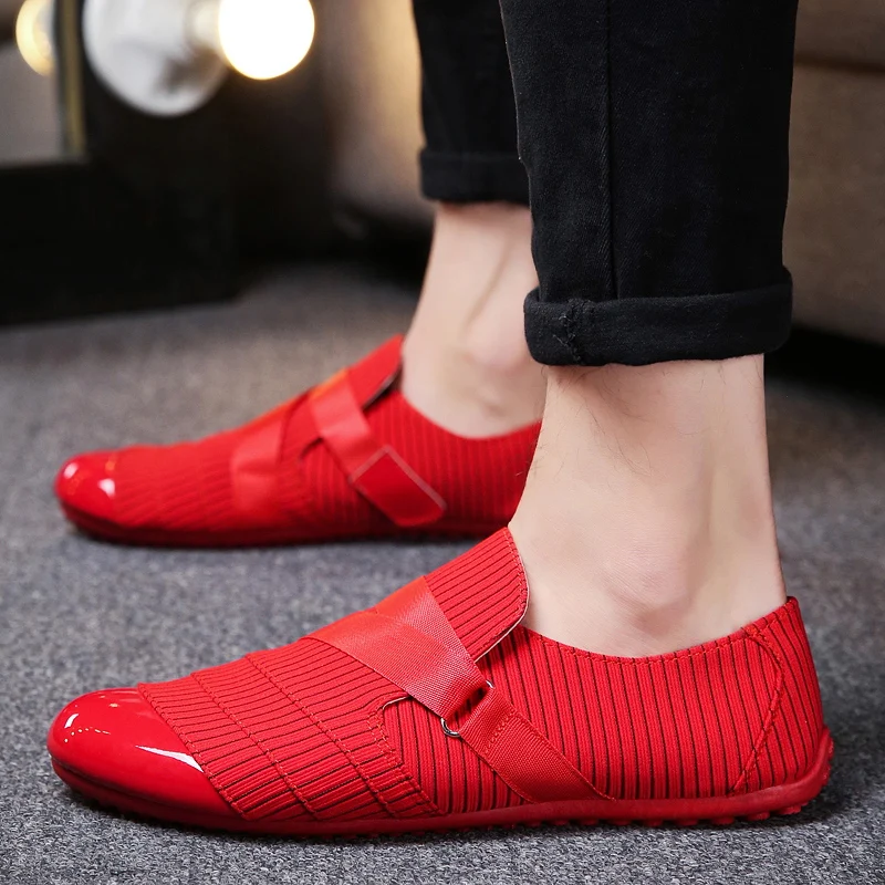 

Red Shoes Sneakers Men 2020 New Slip-On Men Casual Shoes Driving Moccasin Male Soft Comfortable Wedding Dress Mens Loafers Black