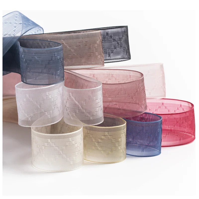 Лента из органзы в клетку с широкими краями|Ленты для шитья| |