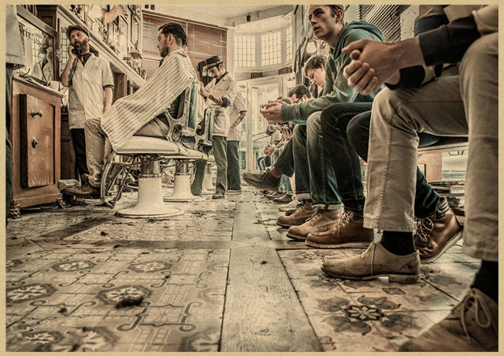 Тату Парикмахерская крафт бумага постер Бар Кафе гостиная столовая настенные