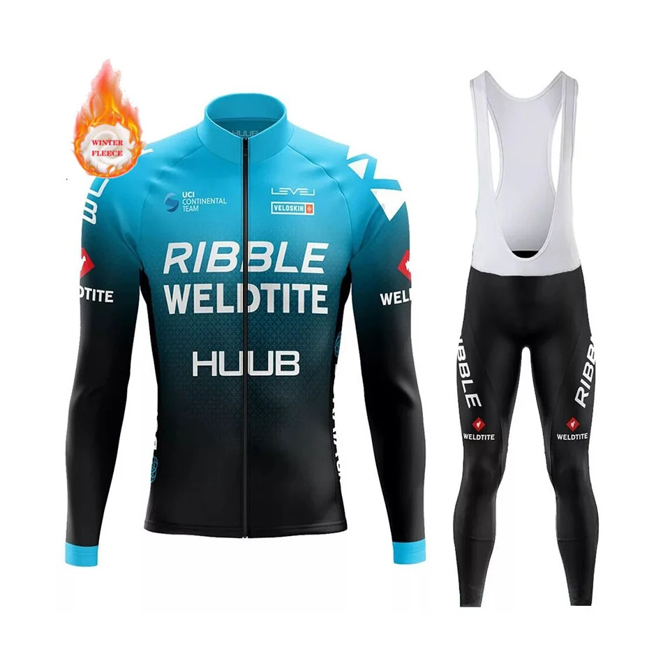 

2022 HUUB Winter Cycling Clothing Suits Men Long Sleeves Thermal Cycling Jersey Sets MTB Bike Clothes Wear Maillot Ropa Ciclismo