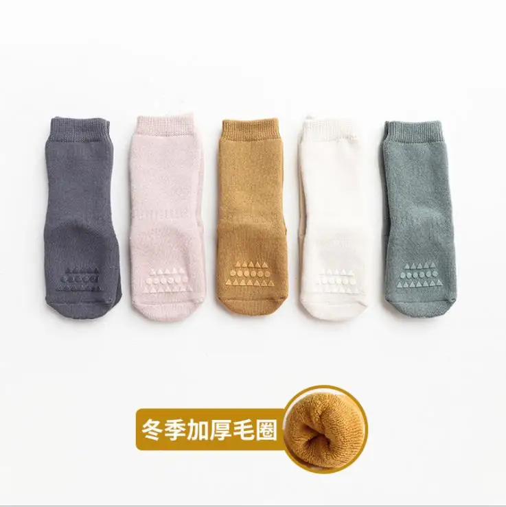

Emmababy Infant Baby Non-Skid Cotton Socks 1Pair Cute Solid Color Boys Girls Crew Socks with Grips for 0-3 Years