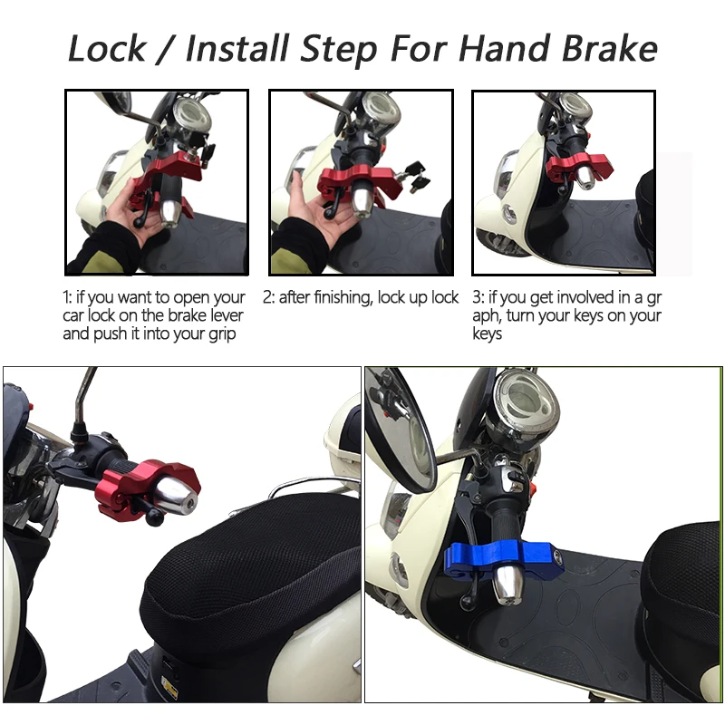 

Motorcycle Universal Lock Scooter Motorbike ATV Handlebar Safety Lock Brake Throttle Grip Anti-Theft Protection Security Locks