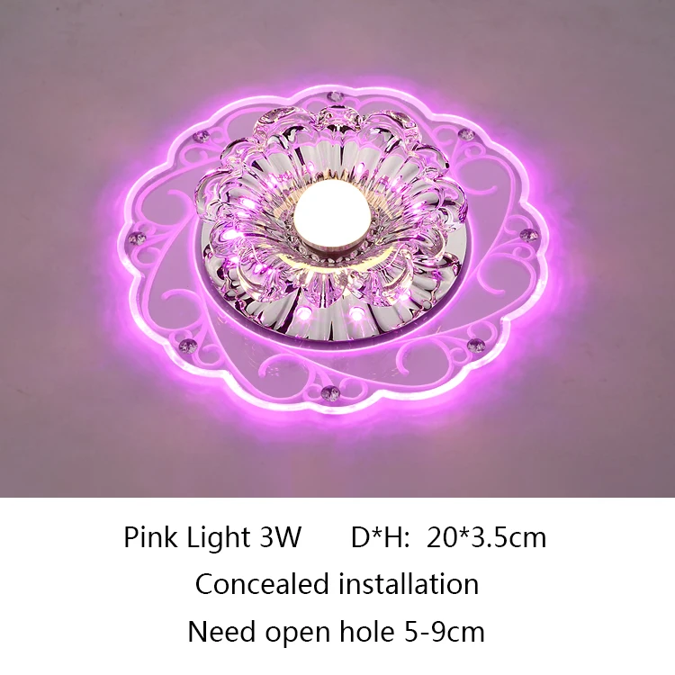 Pink Concealed 3W Хрустальный светодиодный светильник Потолочные светильники Современная потолочная лампа Plafonnier Led Мини скандинавские acryl гостиной огни прохода коридор, отель 3W - Цвет корпуса: Pink Concealed 3W