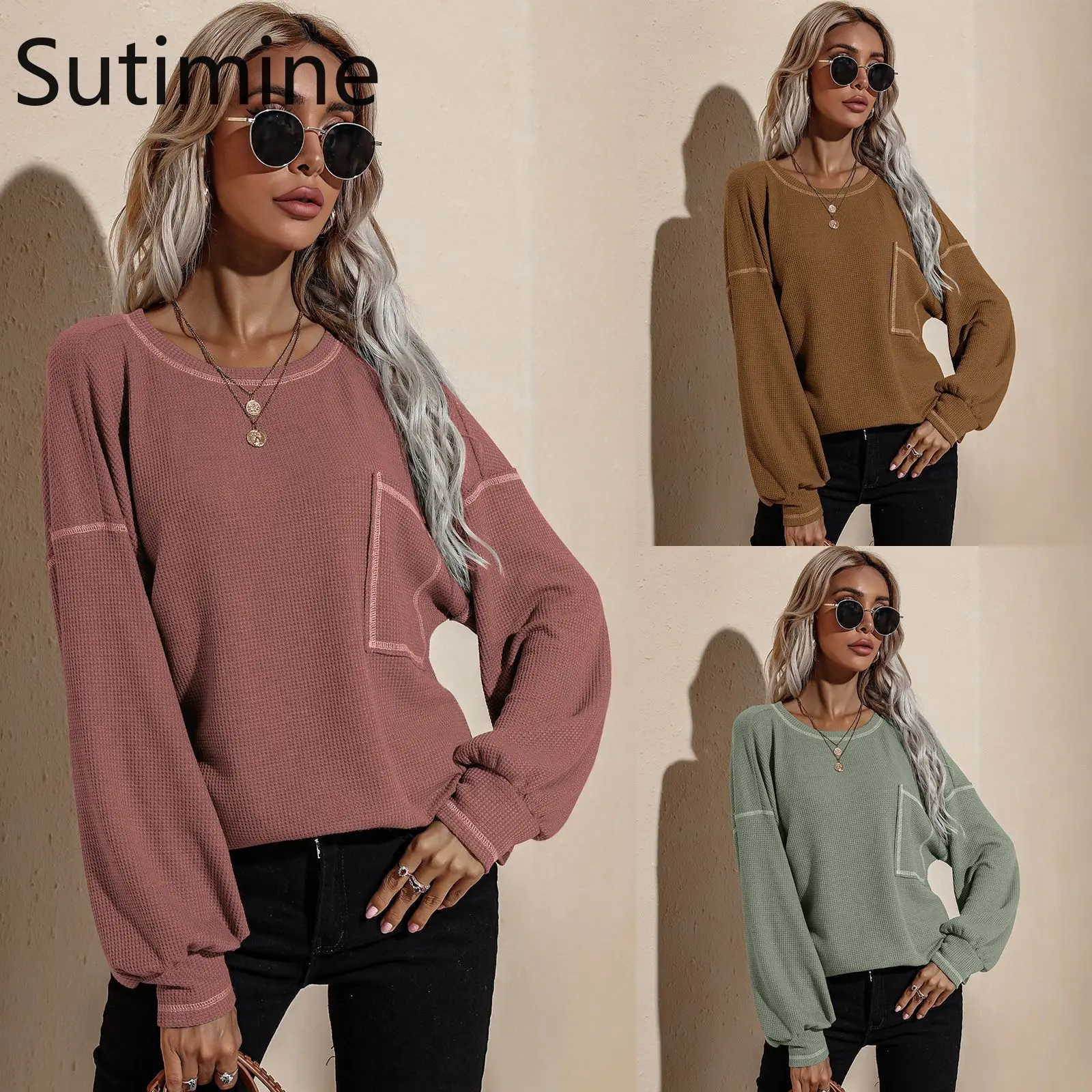 

2021 Fashion Women Solid Color Long Sleeve Loose Oversized Hoodie Sweatshirt Ladies Streetwear Slouchy Pullover Jumper Tops