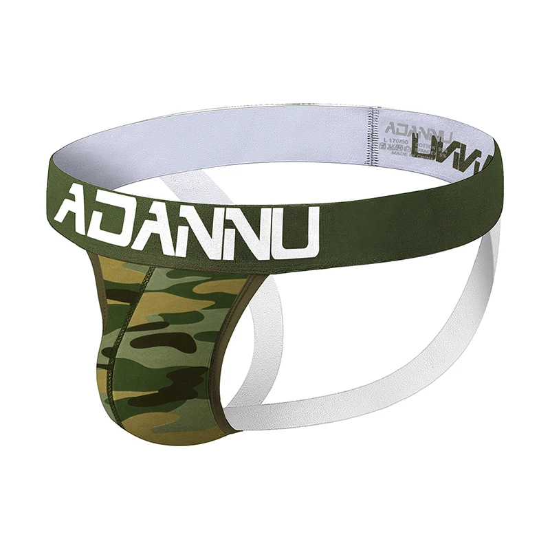

2020 ADANNU Brand Men's Sexy Thongs Briefs Double D G-string Men Gay Male Jockstraps Gay Men Underwear Jockstrap Camouflage
