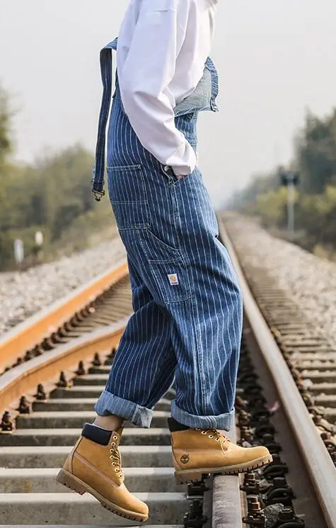 Jeans Overalls Mens Streetwear Denim Rompers Pocket Work Jeans Man Denim Cotton Studio Overalls