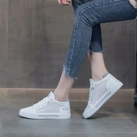 2021 womens sneakers fashion leather mesh stitching breathable thick soled non slip lightweight comfortable casual shoes women