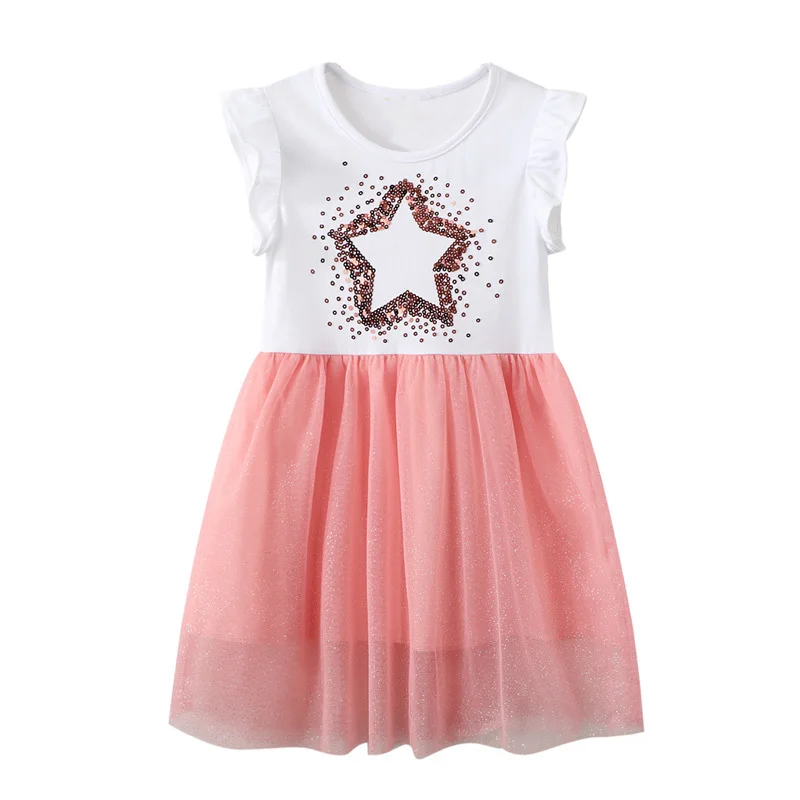 

2021 Girls Dress Summer Kids Clothes Princess Party Dresses Mesh Vestidos Baby Girl Sukienki Vetement Enfant Robe Fille New