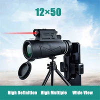 powerful 12x50 monocular telescope with three kinds of light for night use focus object signalling quality outdoor binoculars