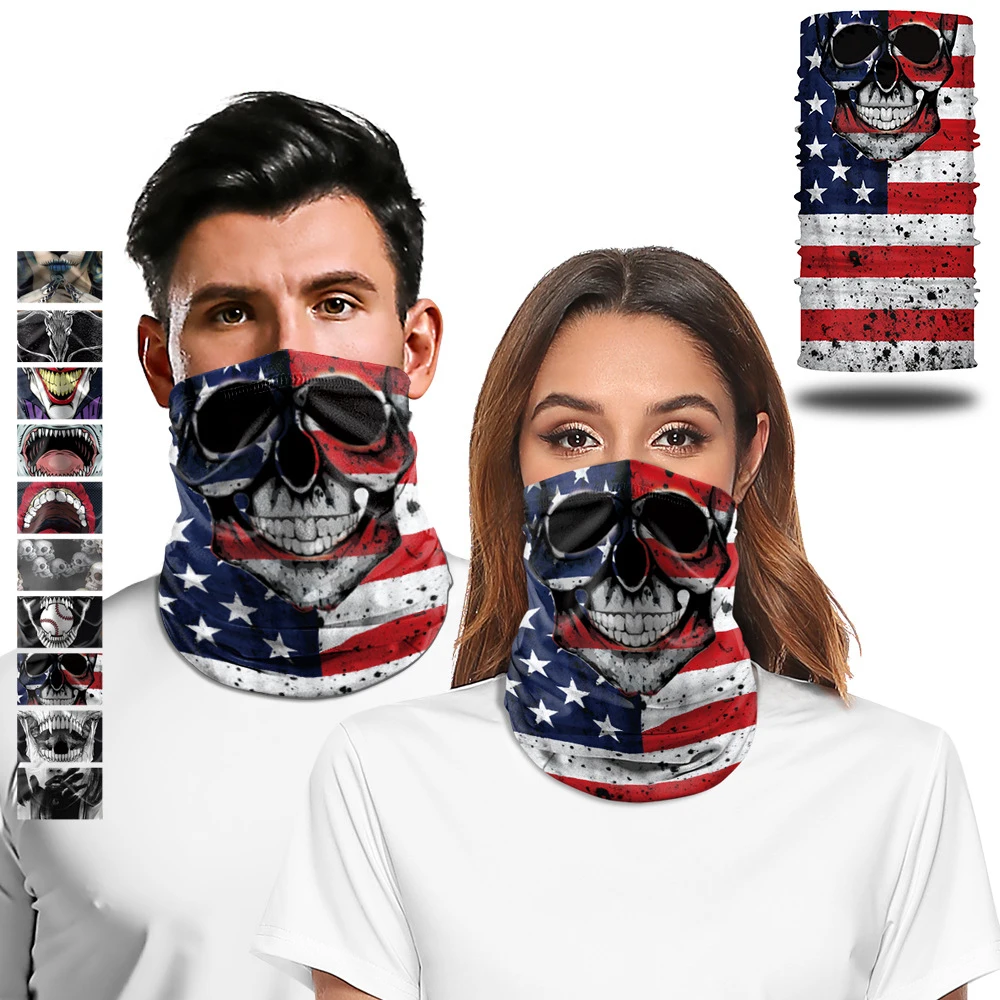 

Skull Printing Magic Turban Ski Motorcycle Bandana Neck Tube Warmer Sun Protection Cycling Biker Scarf Windproof Face Masks