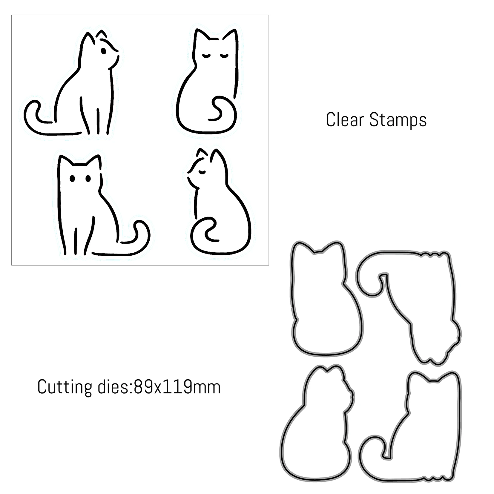 

Cute Cat Cutting Dies Clear Stamps Scrapbooking Crafts Decorate Photo Album Embossing Cards Making New