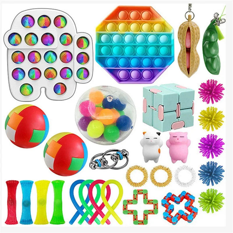 

Pops Fidget Toys Anti Stress Set Stretchy Strings Push Gift Pack Adults Children Squishy Sensory Antistress Relief Figet Toys