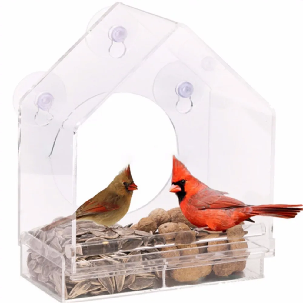 Оконные кормушки для птиц прозрачные стеклянные клетки просмотра окон кормов