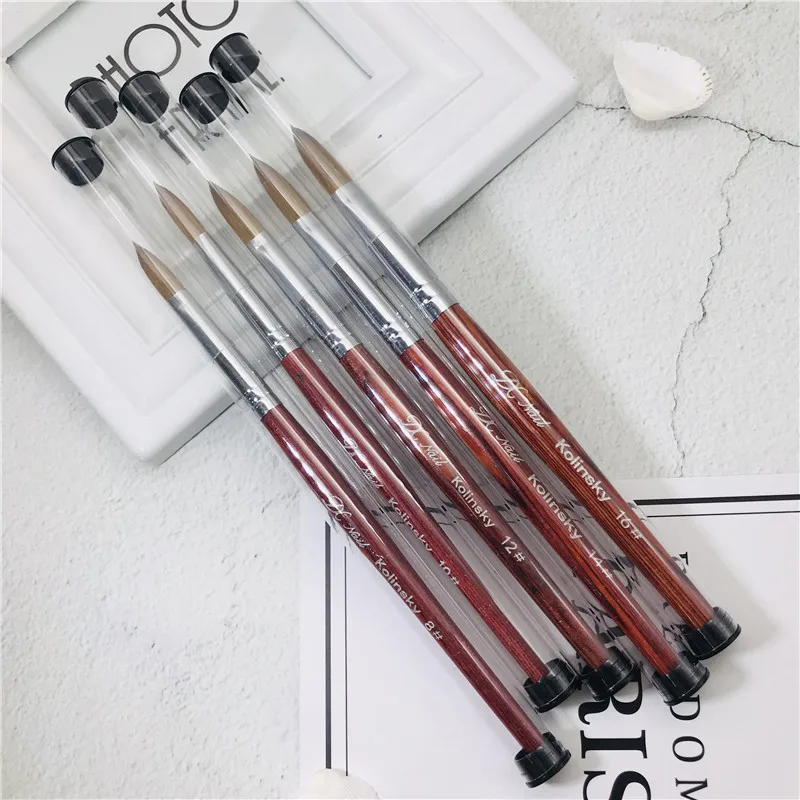 Kolinsky соболиная акриловая кисть для ногтей маникюра плоская деревянная ручка