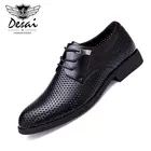Мужские модельные туфли DESAI, из натуральной кожи, в итальянском стиле, дышащие Туфли-оксфорды, лето 2020