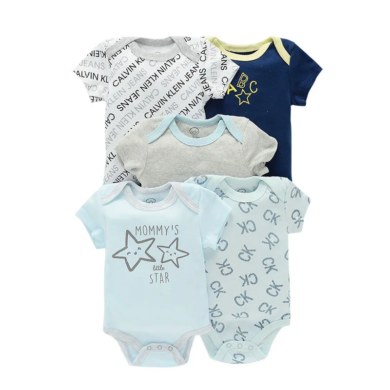 DLSY Newborn Baby Clothing Cotton 5-Pack Short-Sleeve Summer Cute Bodysuits & Jumpsuit