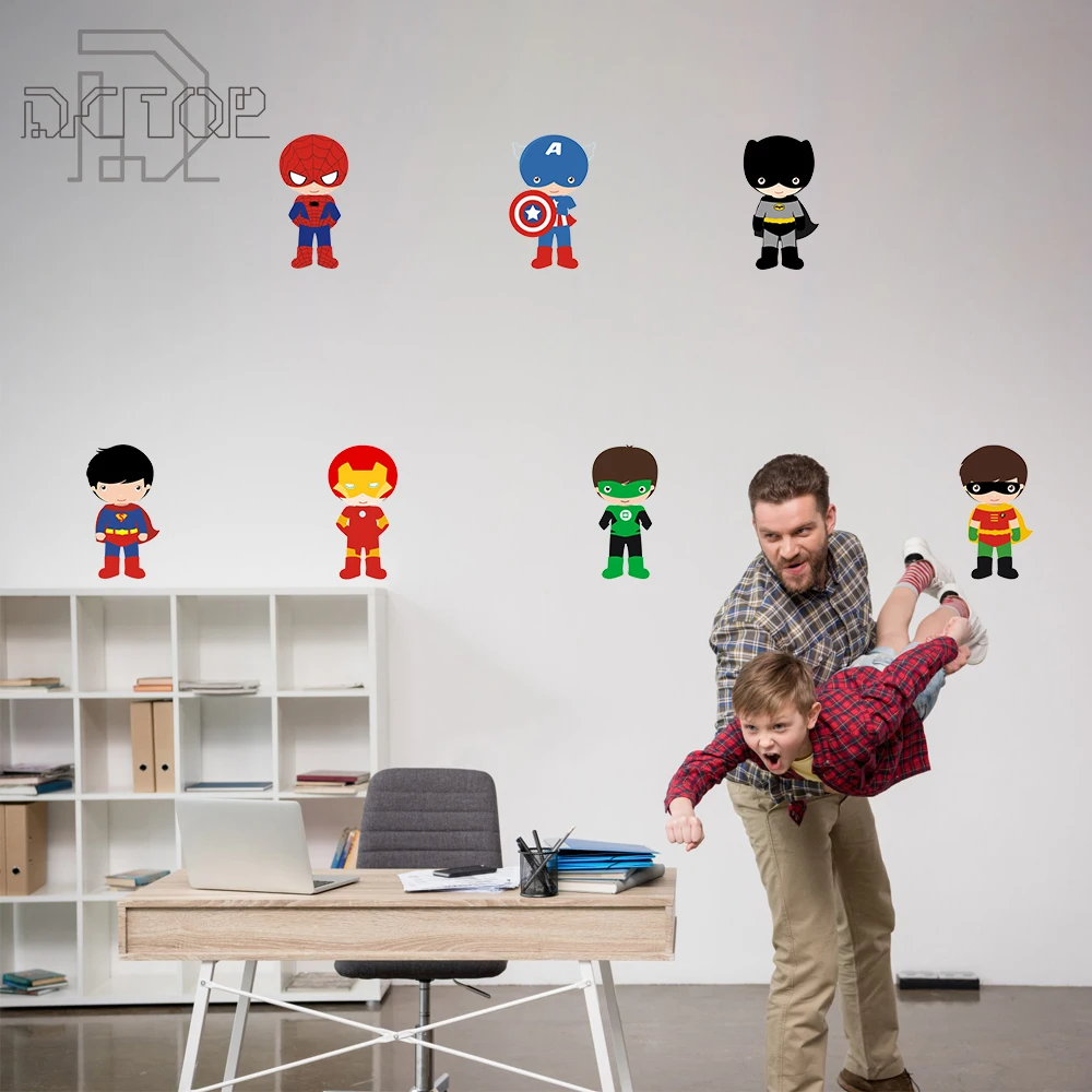 Супер герой наклейки на стену мультфильм Бэтмен художественная наклейка обои