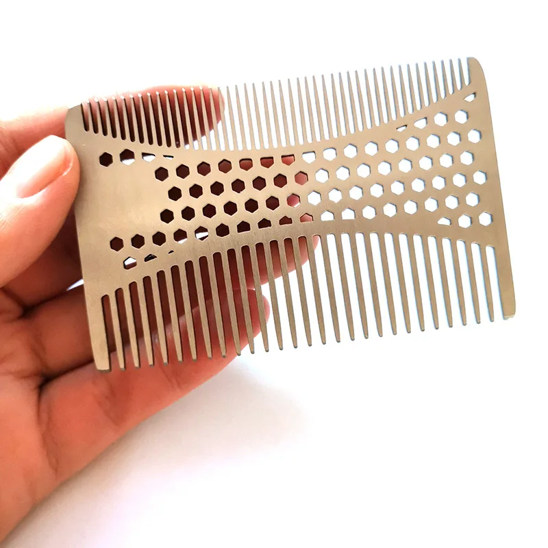 Мужская фотощетка сотовая расческа из нержавеющей стали для волос бороды