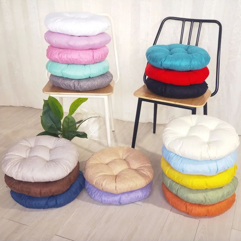 

Thickened Round Color Cushion Solid Soft For Dining Room Office Chair Warm Seat Pad Back Sitting Mat Buttock 40*40*9cm 1pc