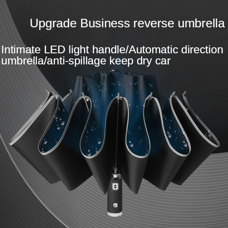 

Home Travel Automatic Auto Reverse Enlarge Umbrella Foldable Windproof Shade Umbrella with Flashlight Led Light Kawaii Umbrella