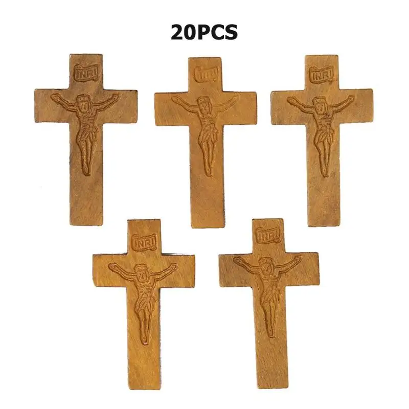Jesus beige 5/10/20 штук деревянный крест Иисуса Кристиан Религия Подвески DIY ремесло Скрапбукинг деревянный орнамент вечерние Декор - Цвет: Jesus beige