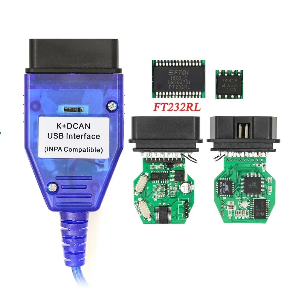 Автомобильный диагностический сканер для INPA K DCAN FTDI FT232RL OBD2 кабель + K-line |