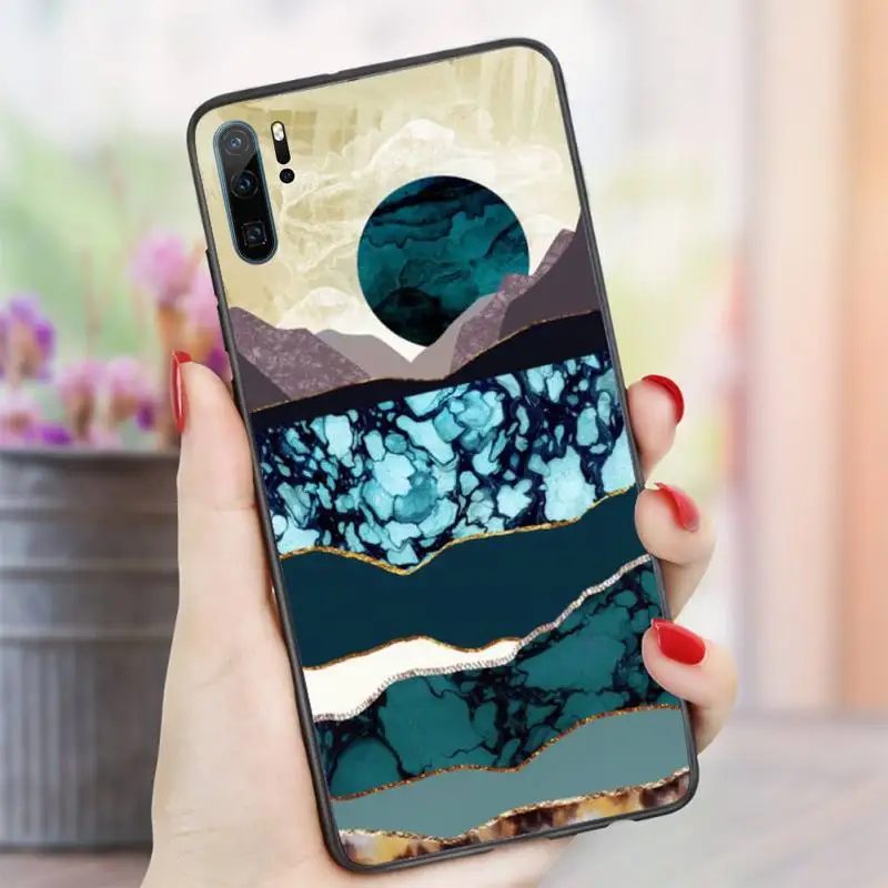 

Mountain Marble Moon aesthetics Phone Case For Huawei honor Mate P 10 20 30 40 i 9 8 pro x Lite smart 2019 nova 5t