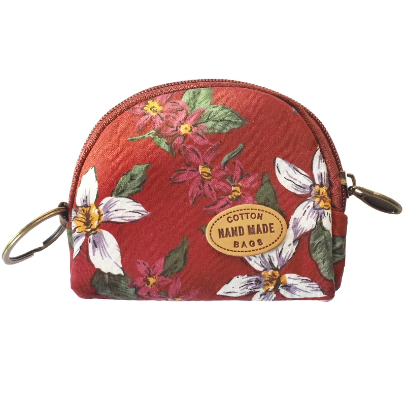 Маленький бумажник из Ткани в стиле ретро Женский кошелек на молнии с цветочным