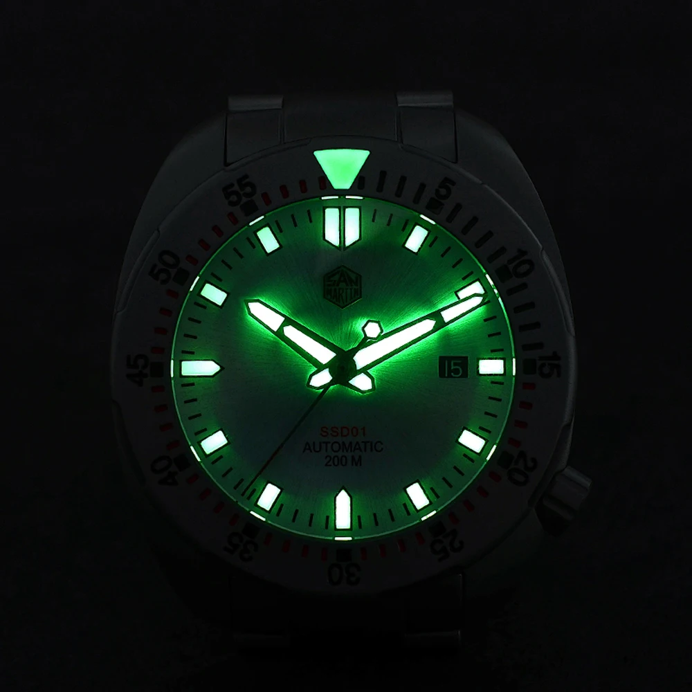 Часы San Martin Diver из нержавеющей стали пескоструйные автоматические механические