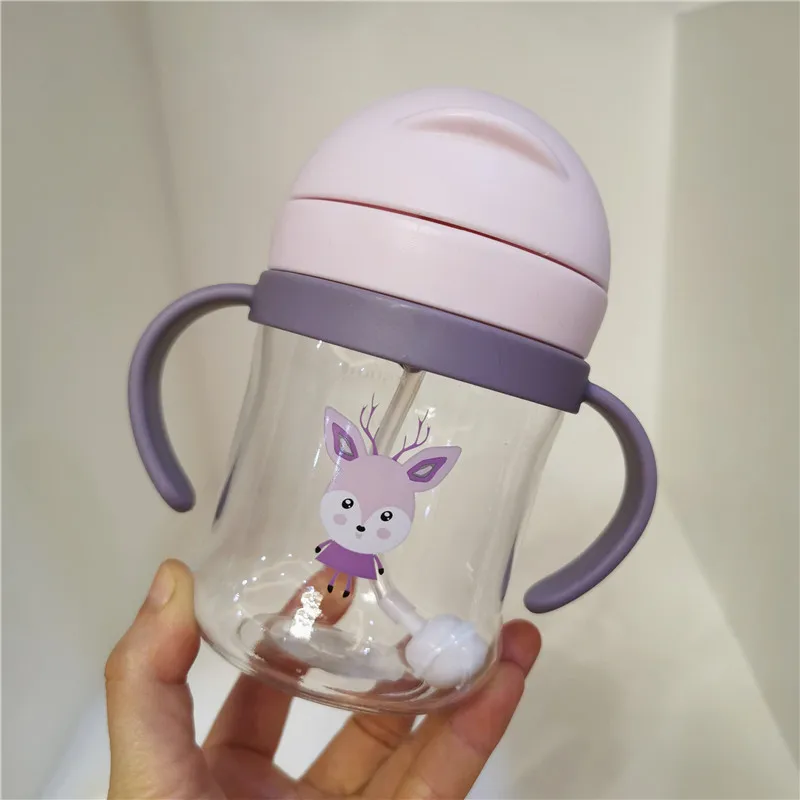 

Cartoon Infant Straw Cup Anti-choke Baby Handle Water Bottle Plastic Drop Resistance Gravity Ball Learning Drinking Cup