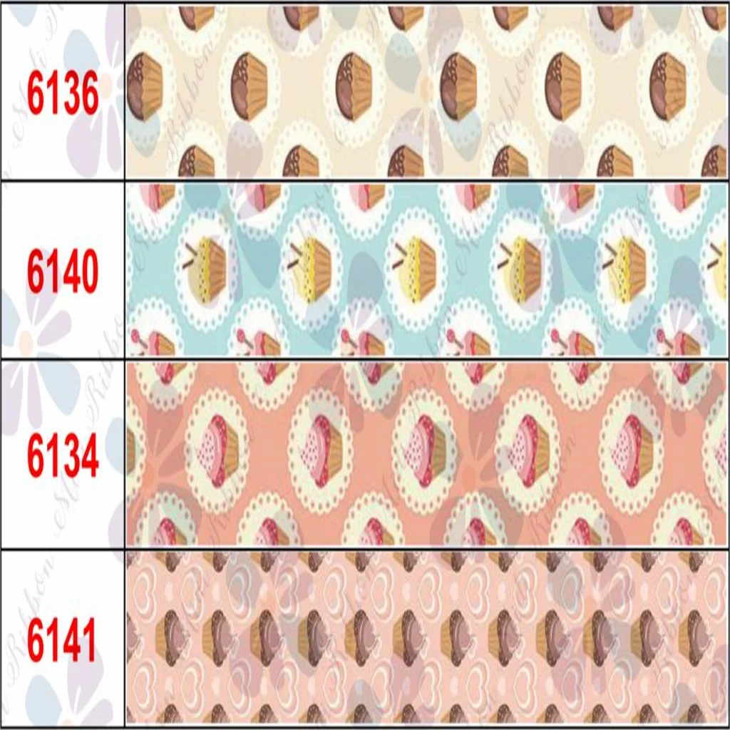 16mm-75mm Cupcake Series Cartoon Heart Lover Printed Grosgrain/Foe Ribbon Fruits DIY Hair Bowknots 50yards/roll | Дом и сад