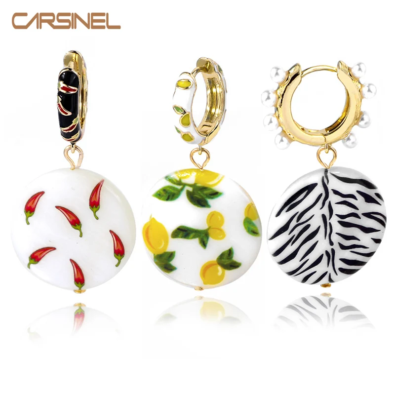 CARSINEL бренд в виде ракушки отпечаток кулон серьги для женщин золотой цвет