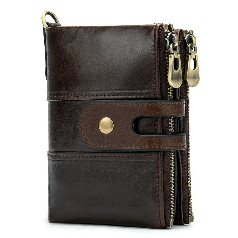 

2021 new wallet trend unisex short wallet retro leather chain clutch