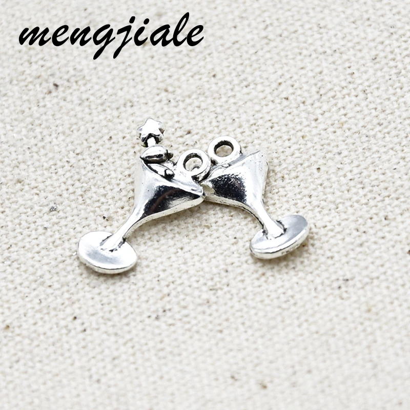 22pcs Alloy Metal Wine Glass Charms Antique Silver Plated Pendants For Jewelry Accessories Making 20*13.5mm | Украшения и