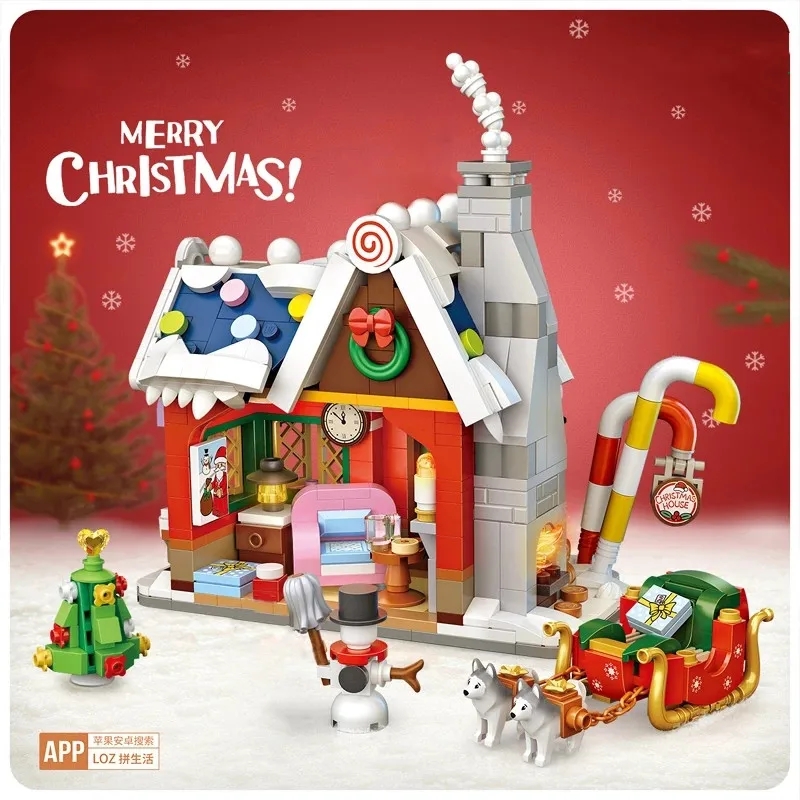 

788 шт. рождественский дом Санта-Клаус Снеговик дерево олень архитектура строительные блоки кирпичи игрушка для детей Рождественский подаро...