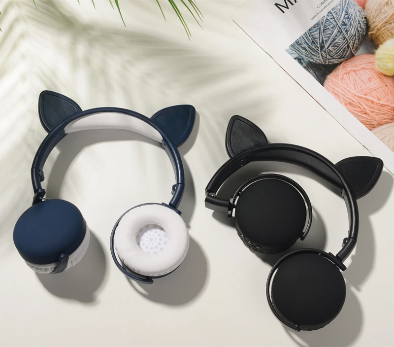 Наушники с кошачьими ушками Bluetooth 5 0 Молодежные наушники микрофоном поддержка