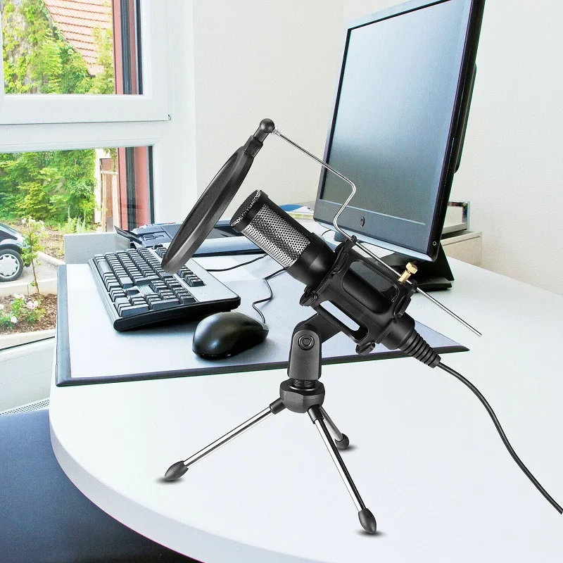 Новый профессиональный USB конденсаторный микрофон с подставкой для штатива