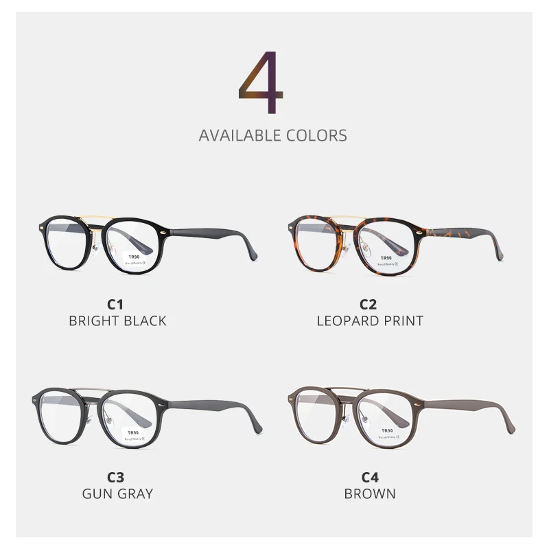 

KDEAM Blue Light Blocking Glasses Women Round Double Bridge TR90 High-end Plastic Titanium Eyeglasses Men Myopia Spectacles