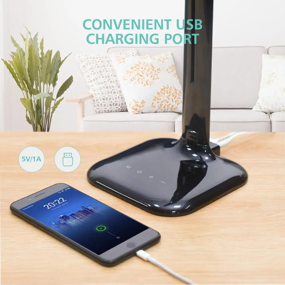 Mpow Складная Настольная лампа настольная для чтения с usb портом зарядки