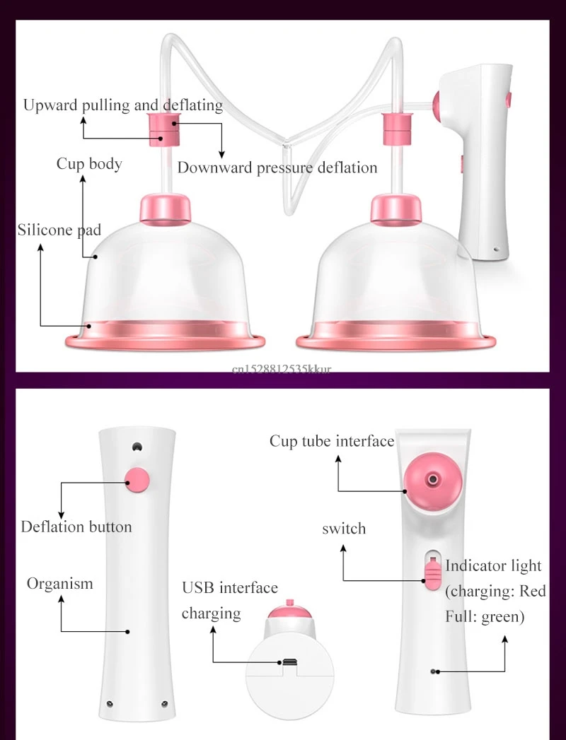 Электрическое устройство для увеличения груди вакуумная чаша насос массажер