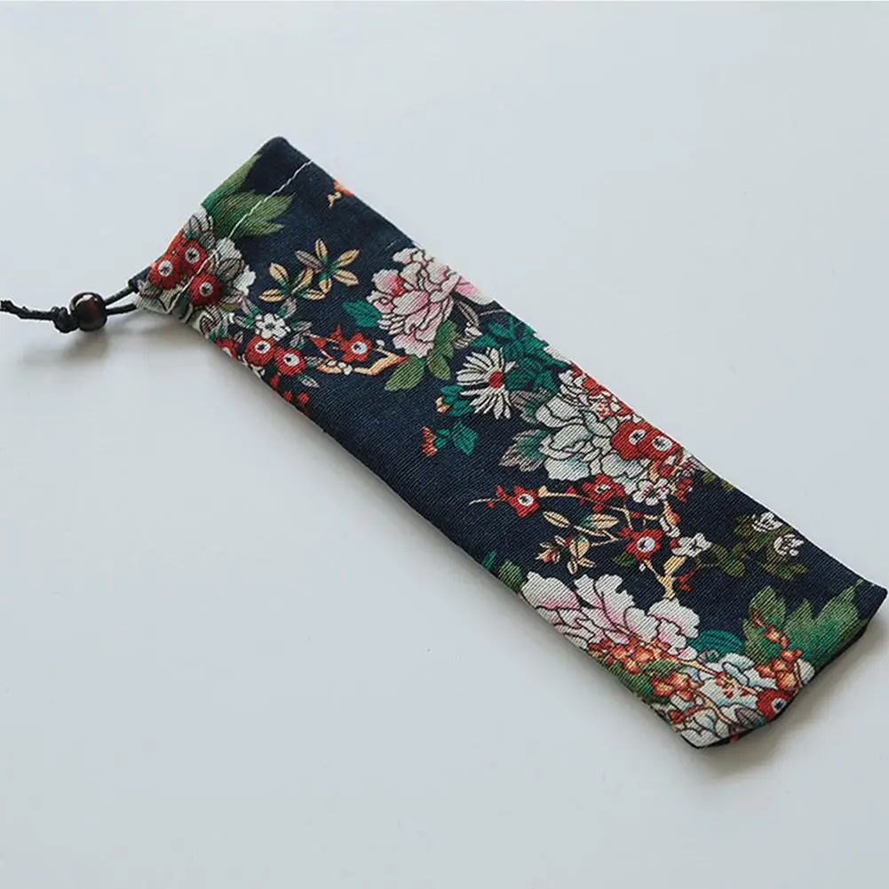 

Japanese Style Cutlery Bag Portable Canvas Drawstring Storage Bag for Outdoor Traveling Camping Random Color #CW