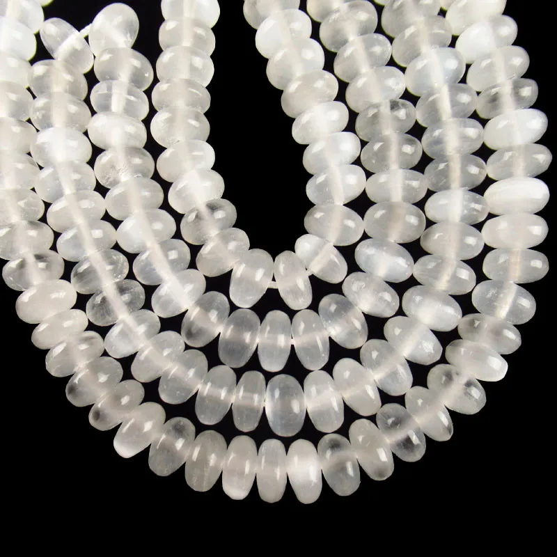 

(Free Shipping) 1Strand 53.4g Natural EnergySeleniteStone Rondelle Loose Bead 15.5" 10x5mm TZ1679