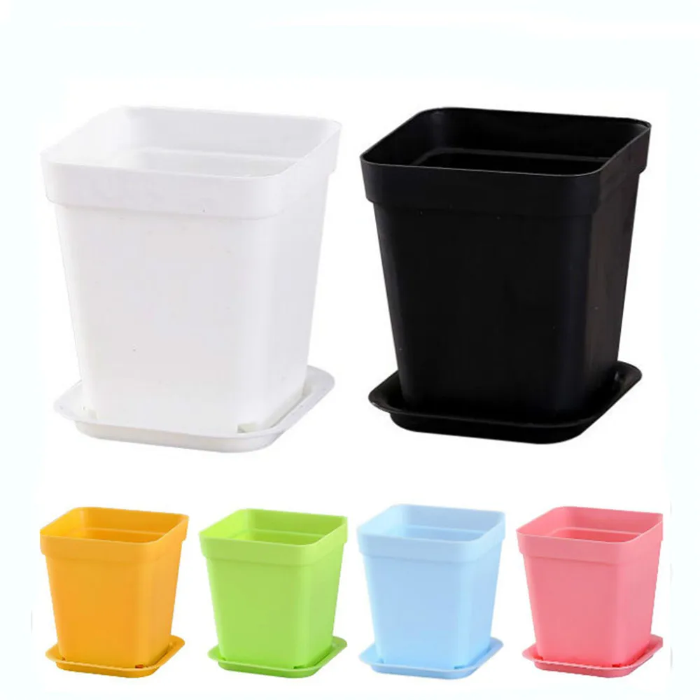 

10pcs Avilable Thicken Flower Pots Plastic Planter For Flowers Creative Small Square Pots For Succulent Plants Garden Decoration